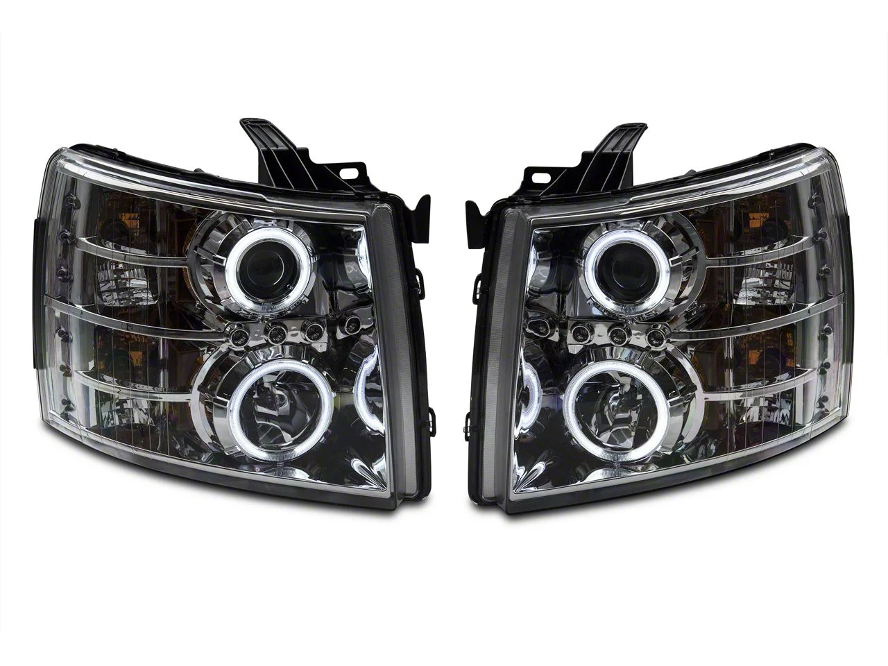 CCFL Halo Projector Headlights; Chrome Housing; Clear Lens (07-13 Silverado 1500)