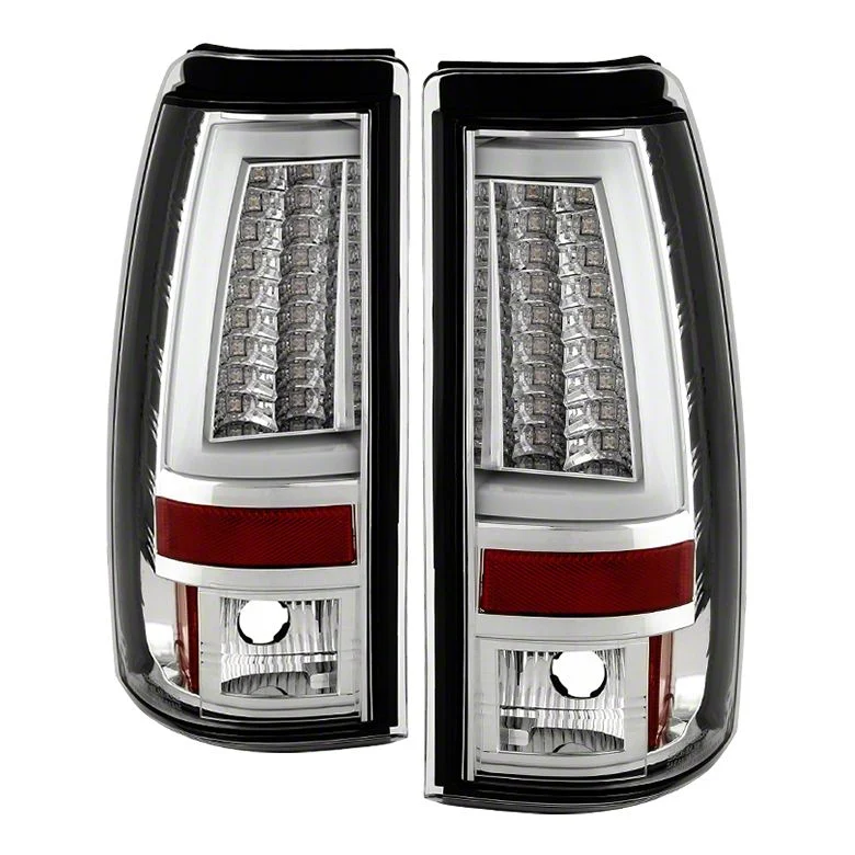 Version 2 LED Tail Lights; Chrome Housing; Clear Lens (03-06 Silverado 1500 Fleetside)