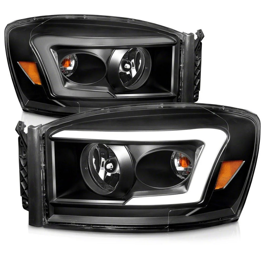 Raxiom Axial Series LED DRL Projector Headlights; Black Housing; Clear Lens (06-09 RAM 2500)