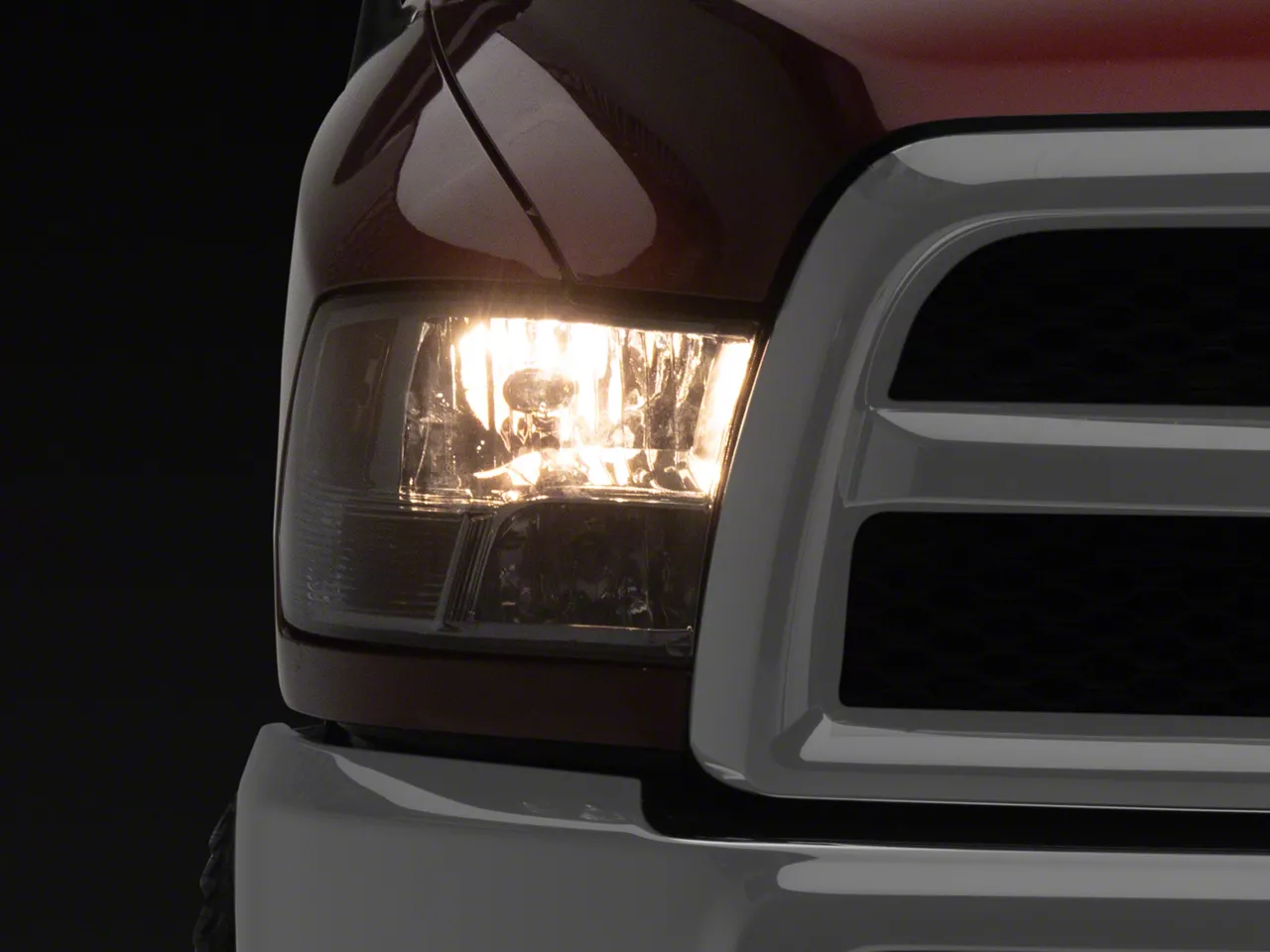 Raxiom Axial Series OEM Style Replacement Headlights with Dual Bulb; Chrome Housing; Lightly Smoked Lens (10-18 RAM 2500 w/ Factory Halogen Non-Projector Headlights)