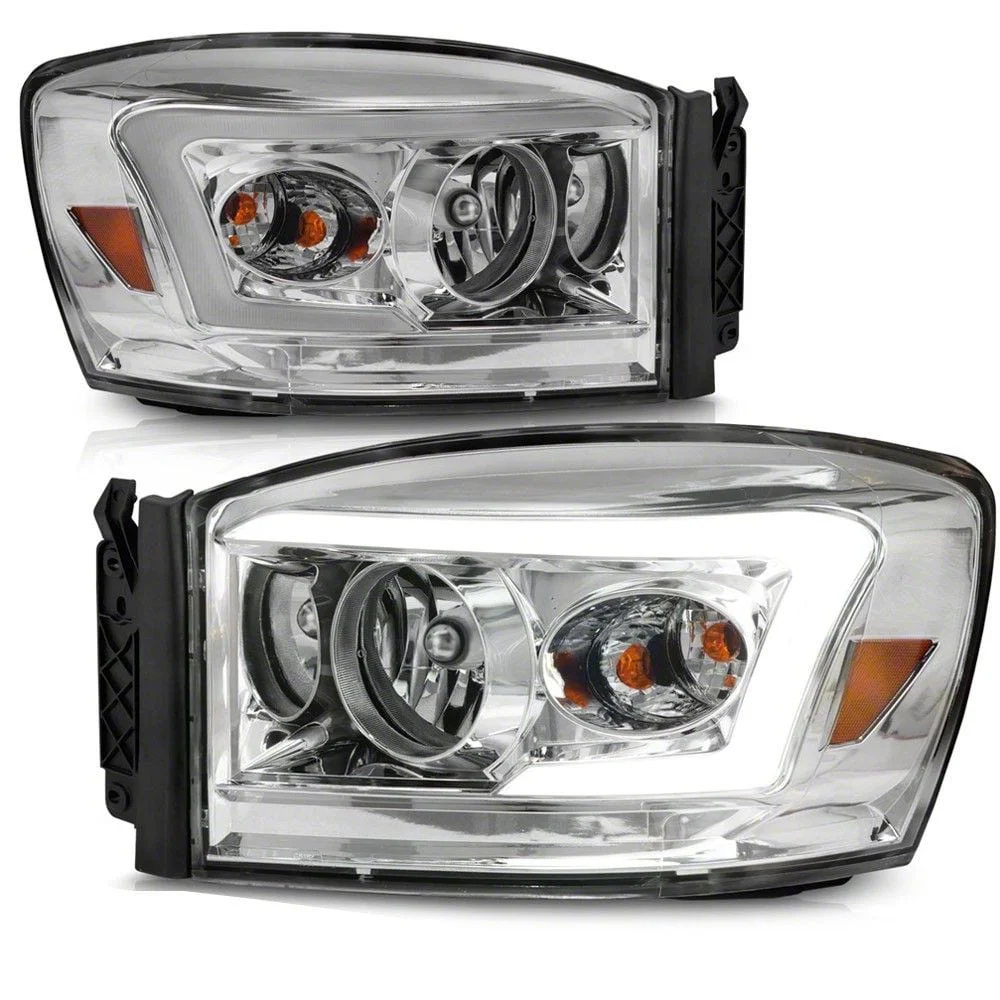 Raxiom Axial Series LED DRL Projector Headlights; Chrome Housing; Clear Lens (06-09 RAM 3500)