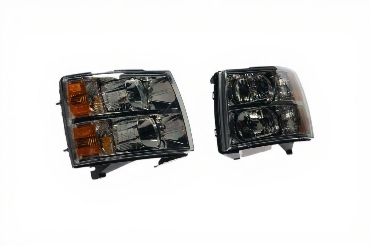 Raxiom Axial Series OEM Style Replacement Headlights; Chrome Housing; Lightly Smoked Lens (07-14 Silverado 3500 HD)