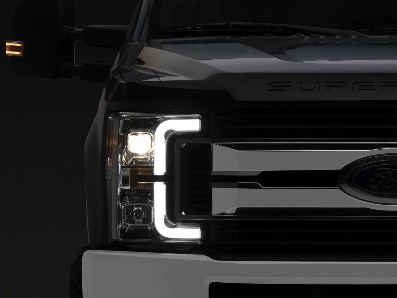 Raxiom Axial Series LED DRL Projector Headlights; Chrome Housing; Clear Lens (17-19 F-250 Super Duty w/ Factory Halogen Headlights)