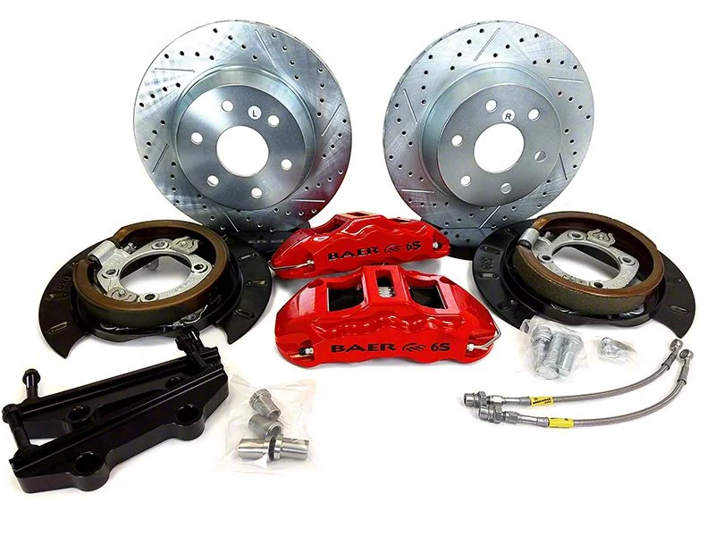 Baer Extreme Rear Big Brake Kit with 14-Inch Rotors; Red Calipers (05-13 Sierra 1500 w/ Rear Drum Brakes)
