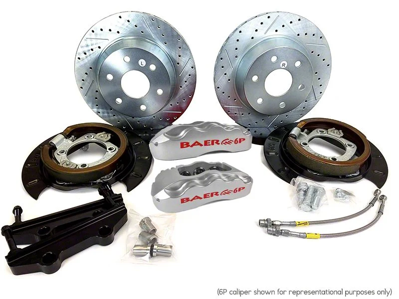 Baer Extreme Rear Big Brake Kit with 14-Inch Rotors; Silver Calipers (05-13 Sierra 1500 w/ Rear Drum Brakes)