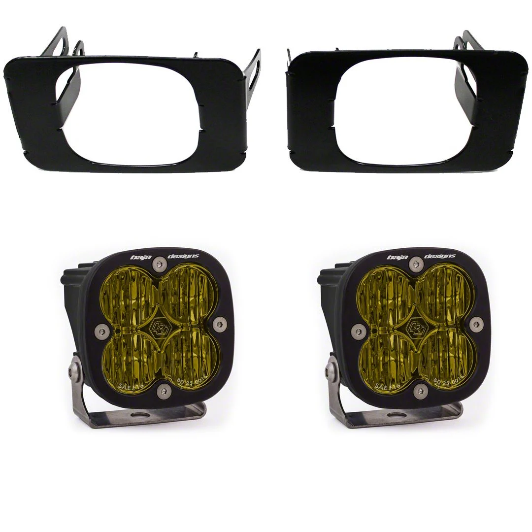 Baja Designs Squadron SAE LED Fog Light Pocket Kit; Amber (17-19 F-350 Super Duty)