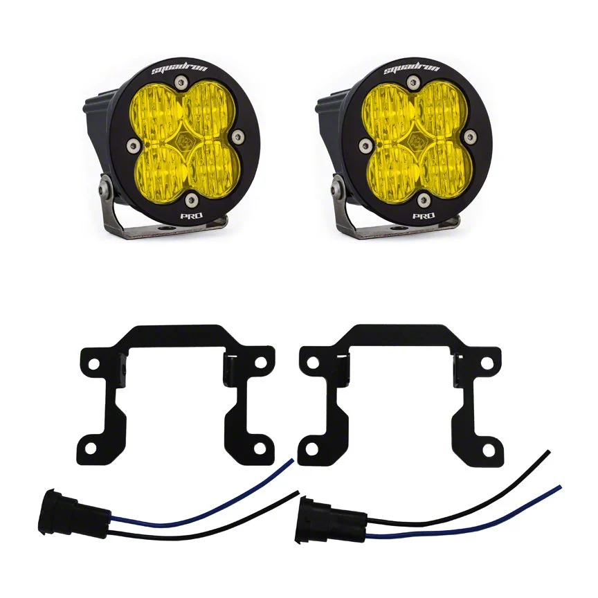 Baja Designs Squadron Sport LED Fog Light Pocket Kit; Amber (19-24 RAM 3500 Big Horn)