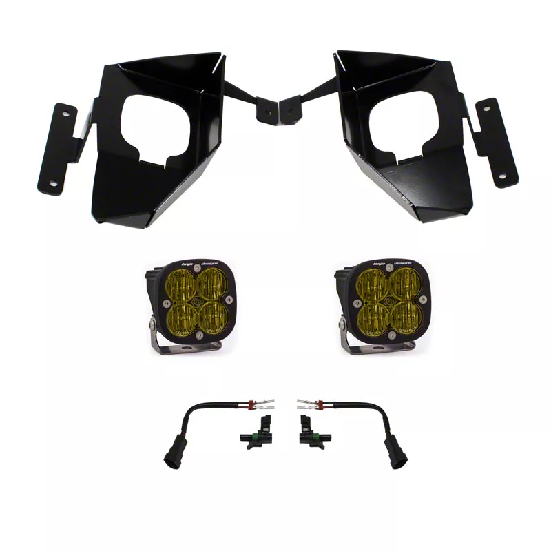 Baja Designs Squadron SAE LED Fog Light Pocket Kit; Amber (16-18 Silverado 1500)