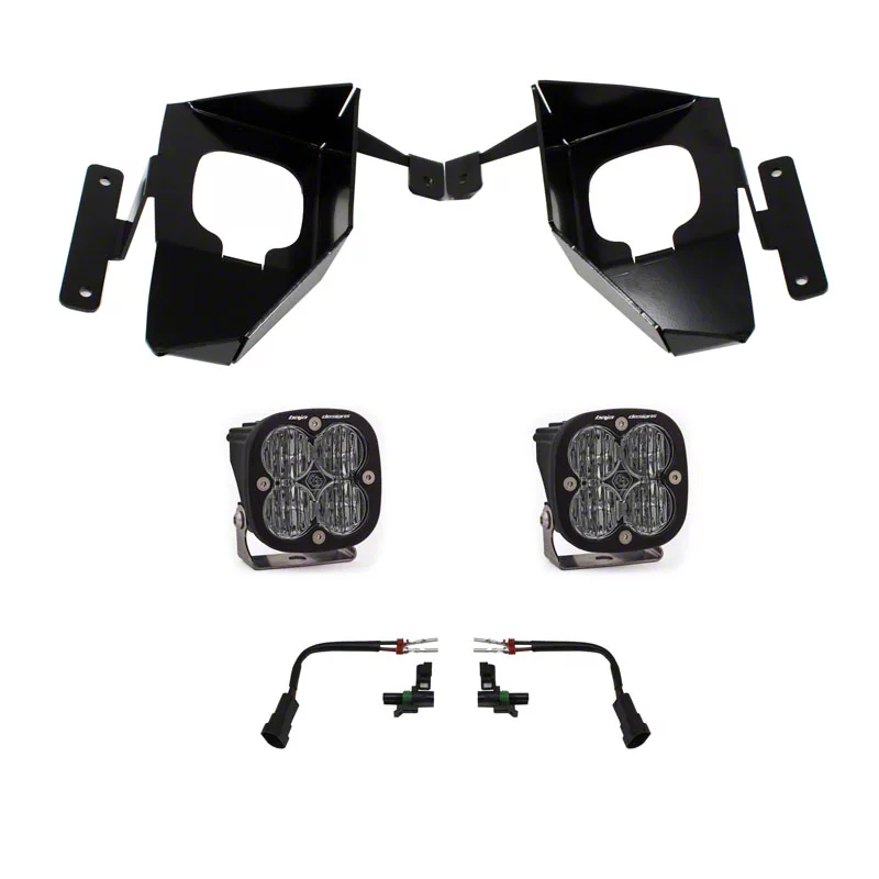 Baja Designs Squadron SAE LED Fog Light Pocket Kit; Clear (16-18 Silverado 1500)