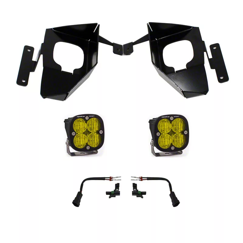 Baja Designs Squadron Sport LED Fog Light Pocket Kit; Amber (16-18 Silverado 1500)