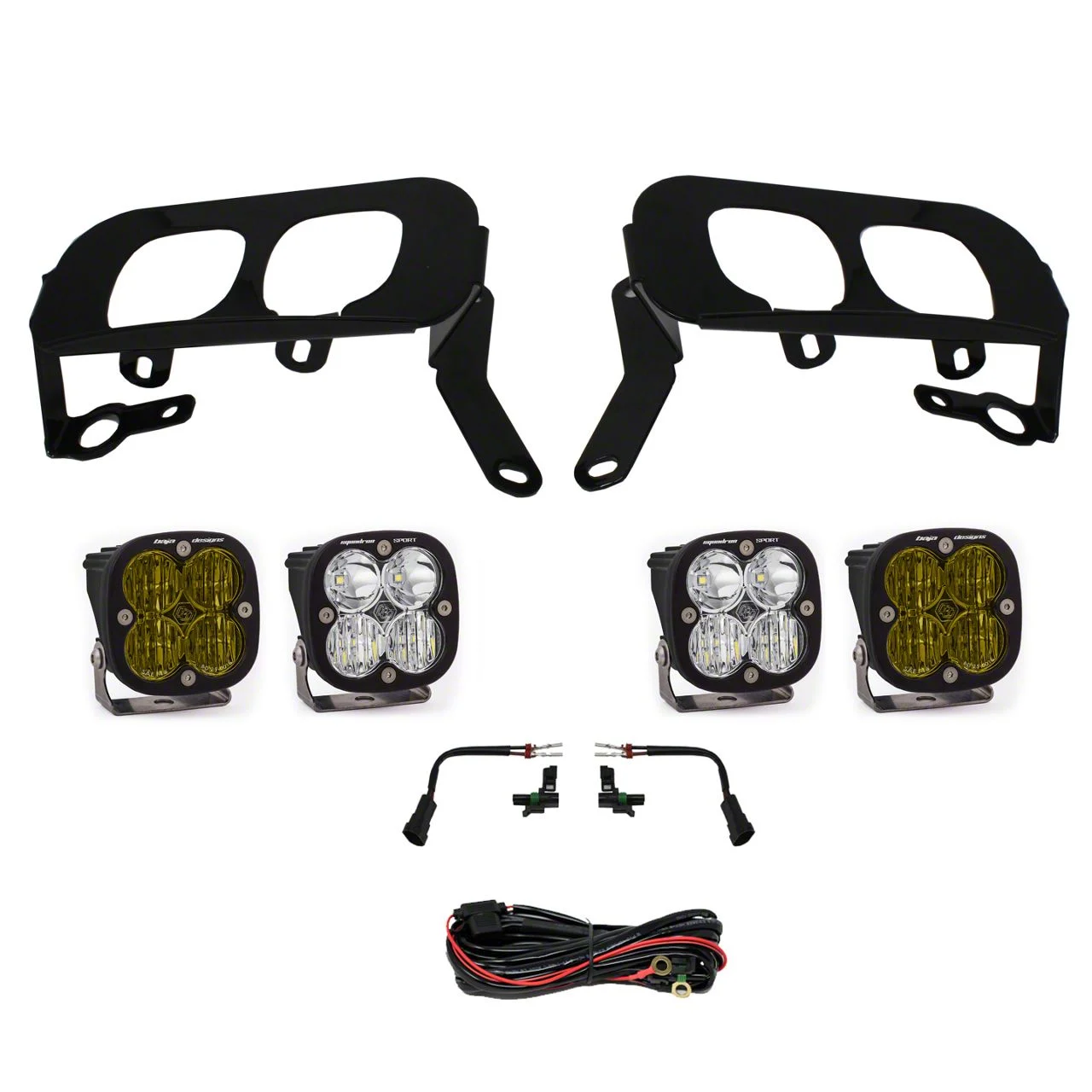 Baja Designs Squadron Sport/SAE Dual LED Fog Light Pocket Kit; Amber (14-15 Silverado 1500)