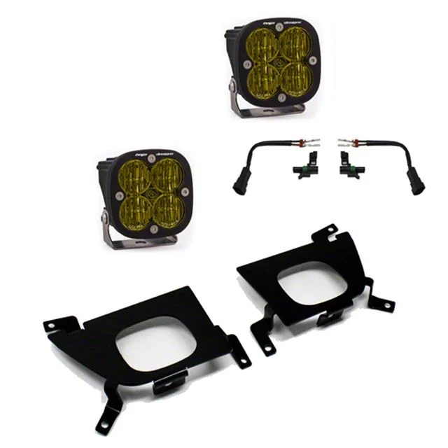 Baja Designs Squadron SAE LED Fog Light Pocket Kit; Amber (20-23 Silverado 2500 HD)