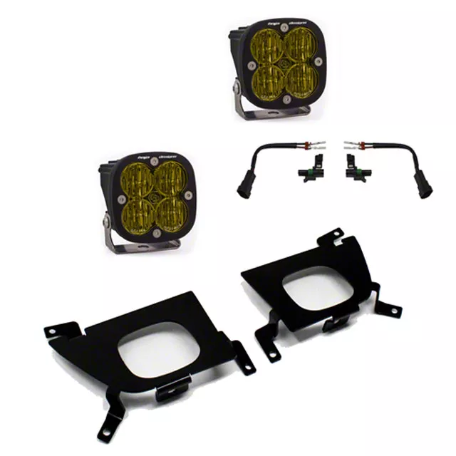 Baja Designs Squadron SAE LED Fog Light Pocket Kit; Amber (20-23 Silverado 3500 HD)