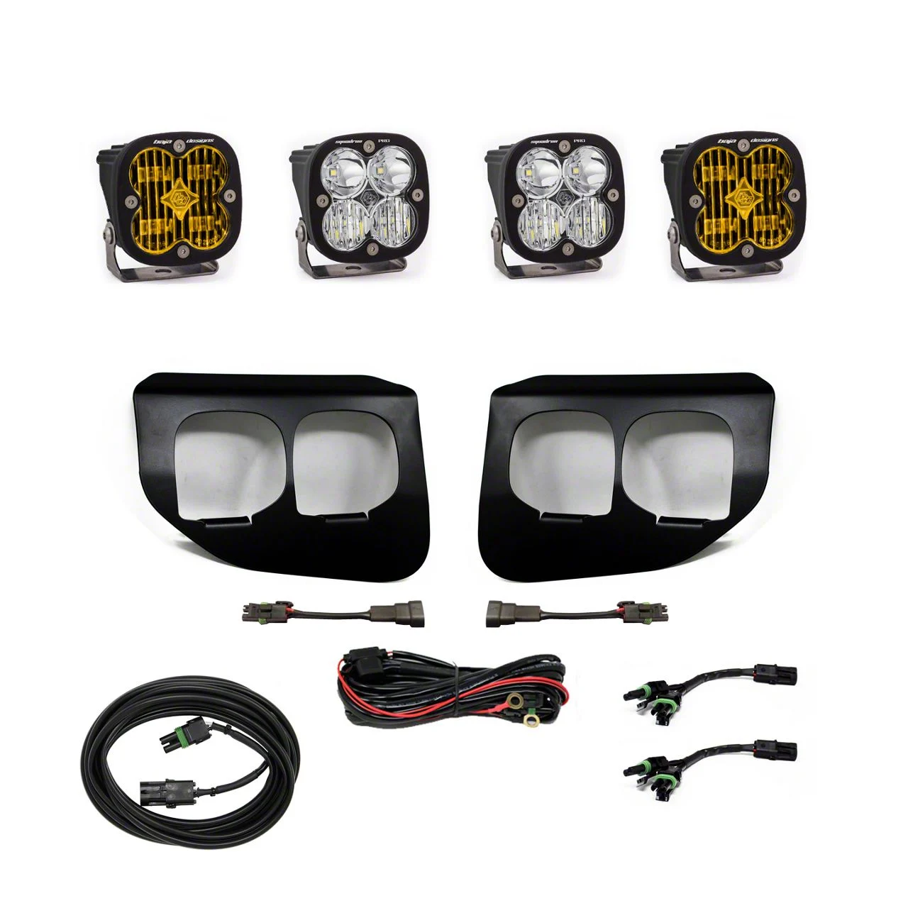 Baja Designs Squadron SAE/Pro Dual LED Fog Light Pocket Kit; Amber and Clear (20-22 F-250 Super Duty)