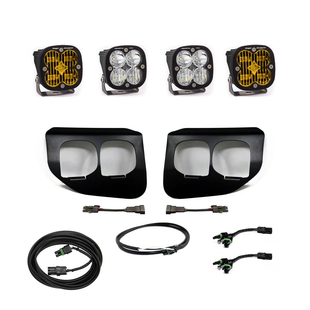 Baja Designs Squadron SAE/Pro Dual LED Fog Light Pocket Kit; Amber and Clear (20-22 F-250 Super Duty w/ Upfitter Switch)