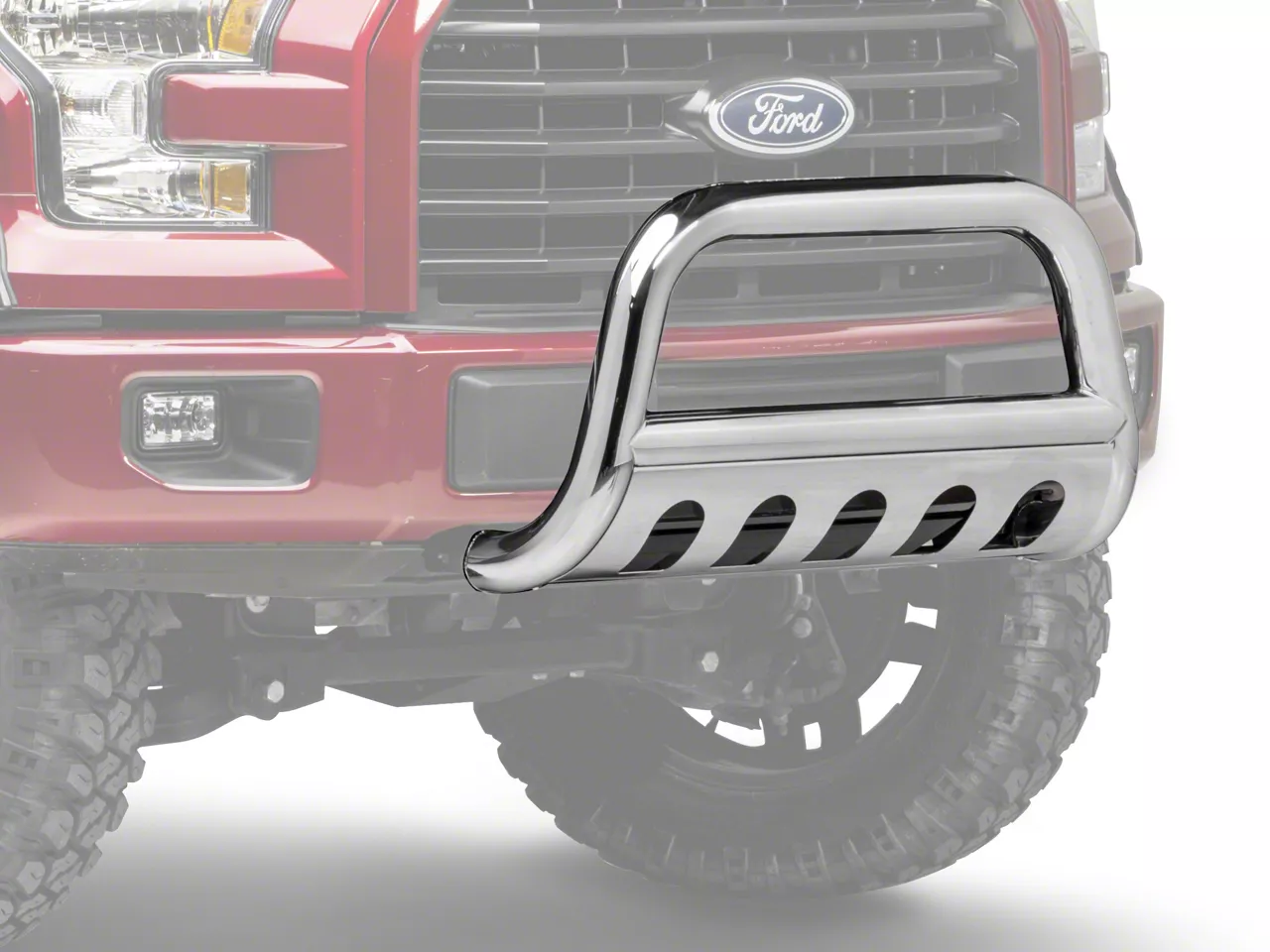 Barricade 3-Inch Bull Bar with Skid Plate; Stainless Steel (04-26 F-150, Excluding EcoBoost & Raptor)