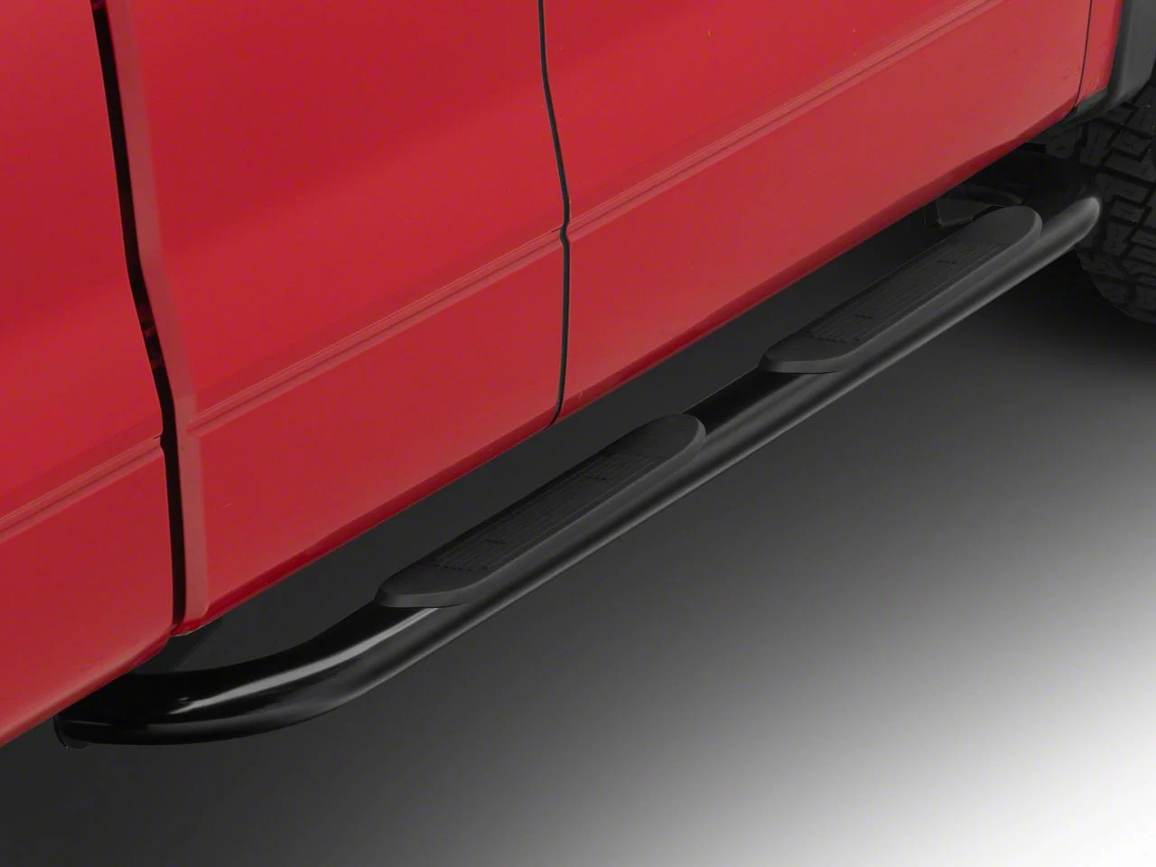Barricade 4-Inch Oval Bent End Side Step Bars; Gloss Black (04-08 F-150)