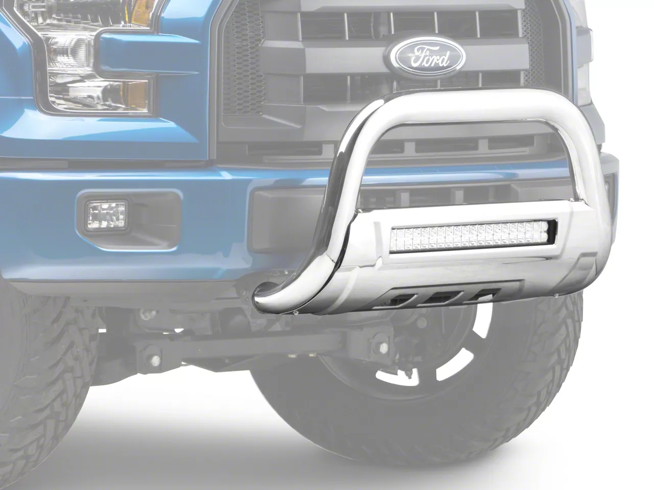 Barricade HD Bull Bar with Skid Plate and 20-Inch LED Dual-Row LED Light Bar; Polished SS (04-26 F-150, Excluding Raptor)