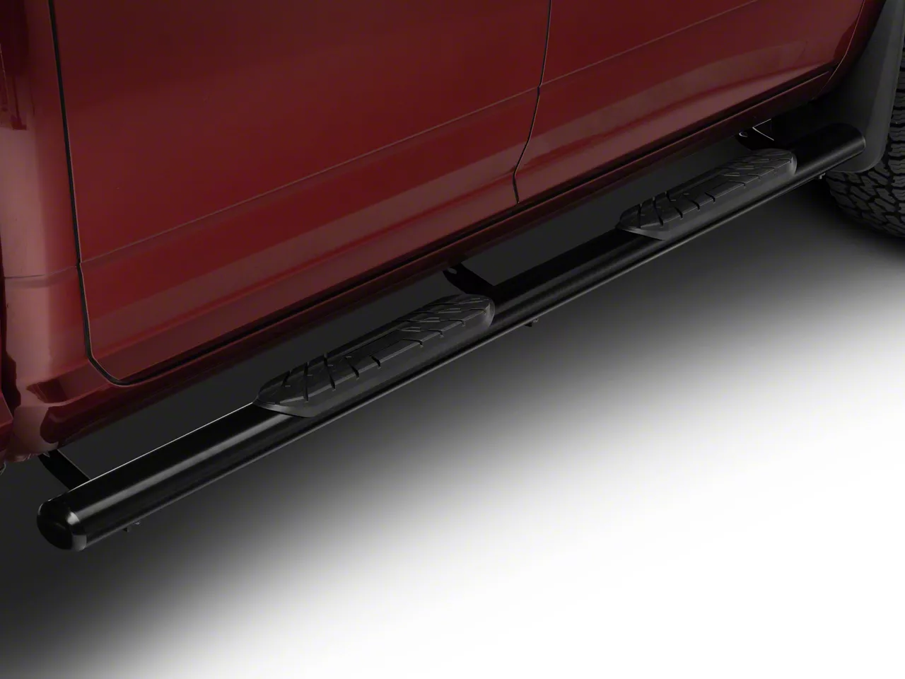 Barricade 4-Inch Oval Straight End Side Step Bars; Black (10-26 RAM 2500 Crew Cab)
