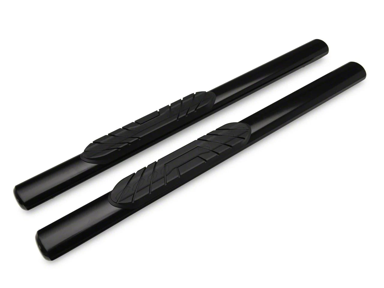 Barricade 4-Inch Oval Straight End Side Step Bars; Black (10-26 RAM 2500 Regular Cab)