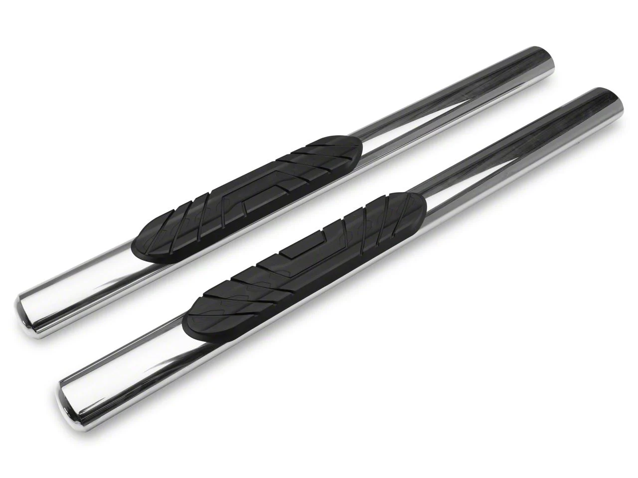 Barricade 4-Inch Oval Straight End Side Step Bars; Stainless Steel (10-26 RAM 2500 Regular Cab)