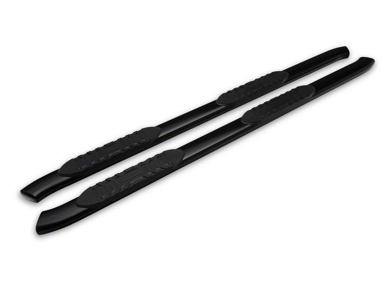 Barricade 5-Inch Oval Bent End Side Step Bars; Gloss Black (10-26 RAM 2500 Mega Cab)