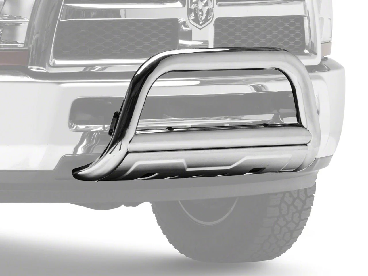 Barricade 3.50-Inch Oval Bull Bar with Skid Plate; Stainless Steel (10-18 RAM 3500)