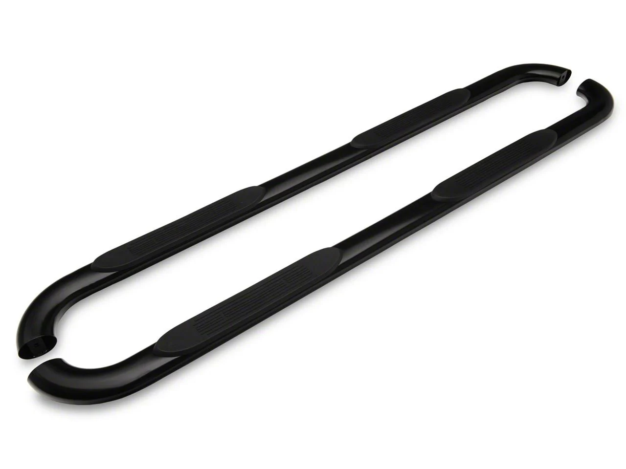 Barricade 4-Inch Oval Bent End Side Step Bars; Black (10-26 RAM 3500 Mega Cab)