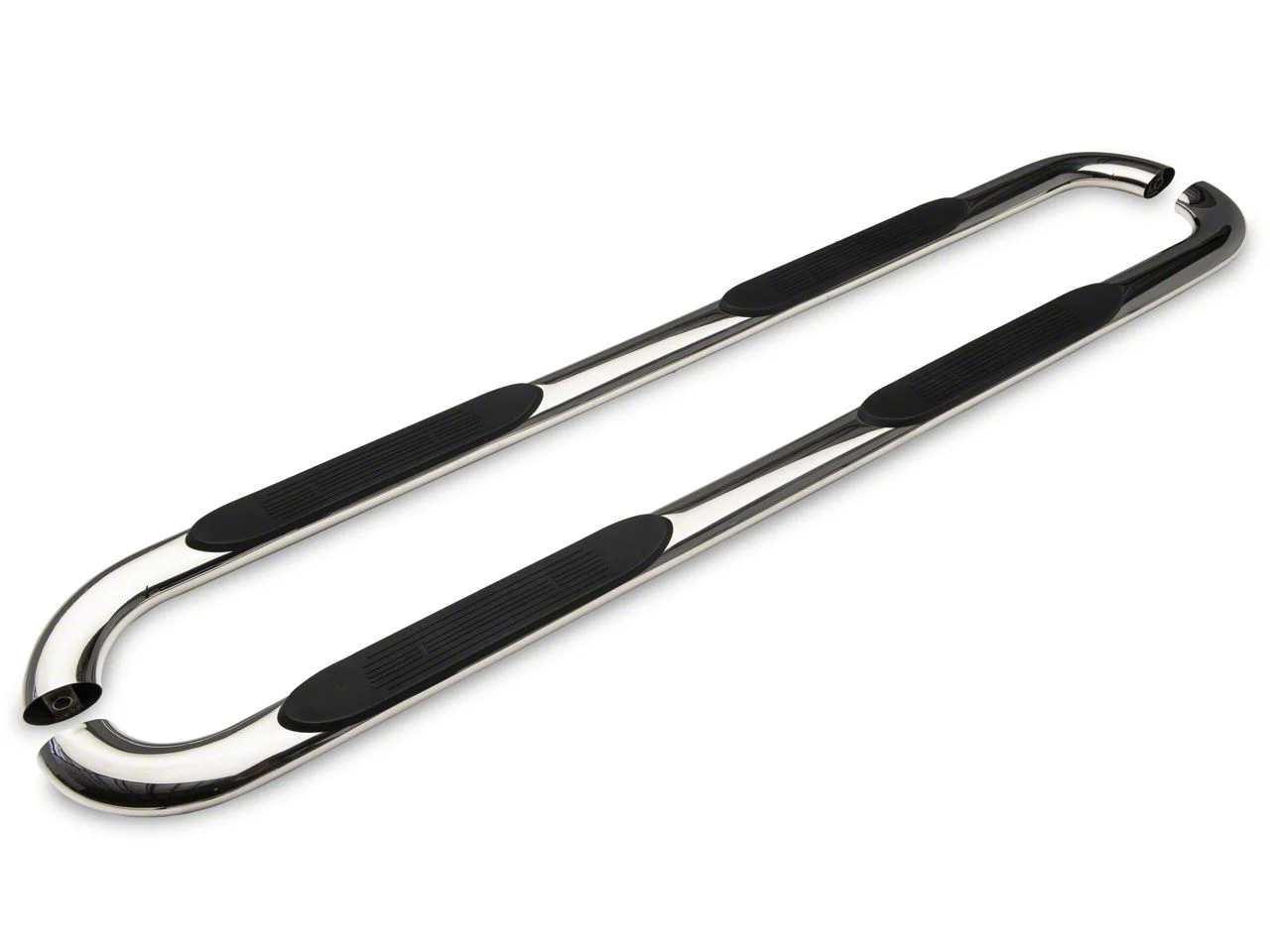 Barricade 4-Inch Oval Bent End Side Step Bars; Stainless Steel (10-26 RAM 3500 Mega Cab)