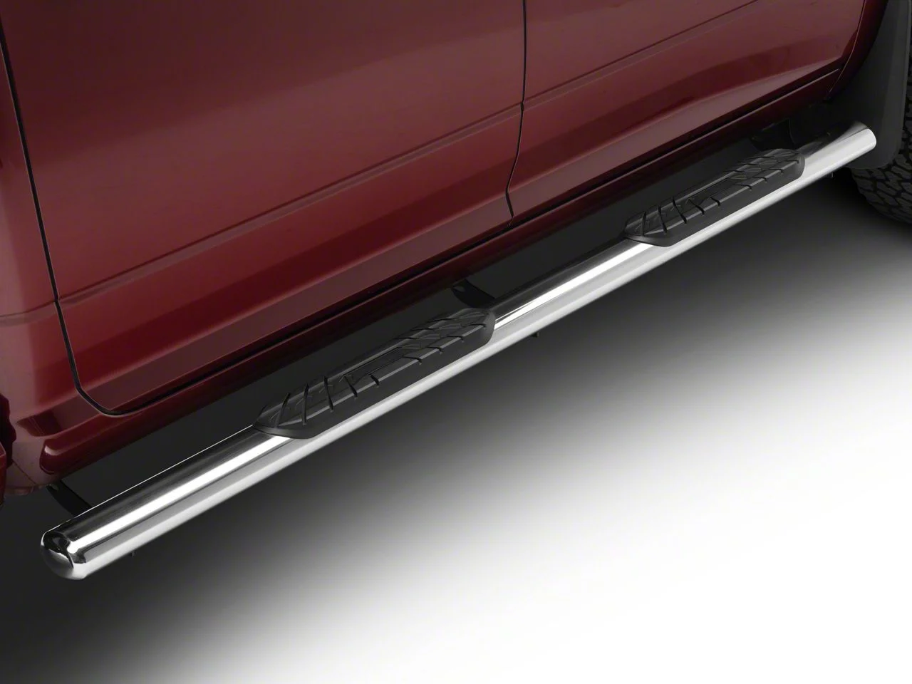 Barricade 4-Inch Oval Straight End Side Step Bars; Stainless Steel (10-26 RAM 3500 Crew Cab)