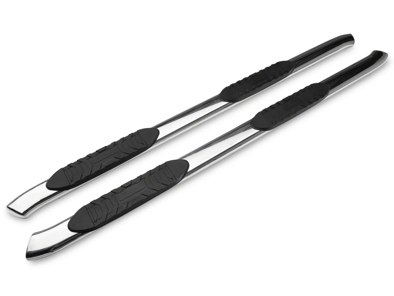 Barricade 5-Inch Oval Bent End Side Step Bars; Stainless Steel (10-26 RAM 3500 Mega Cab)