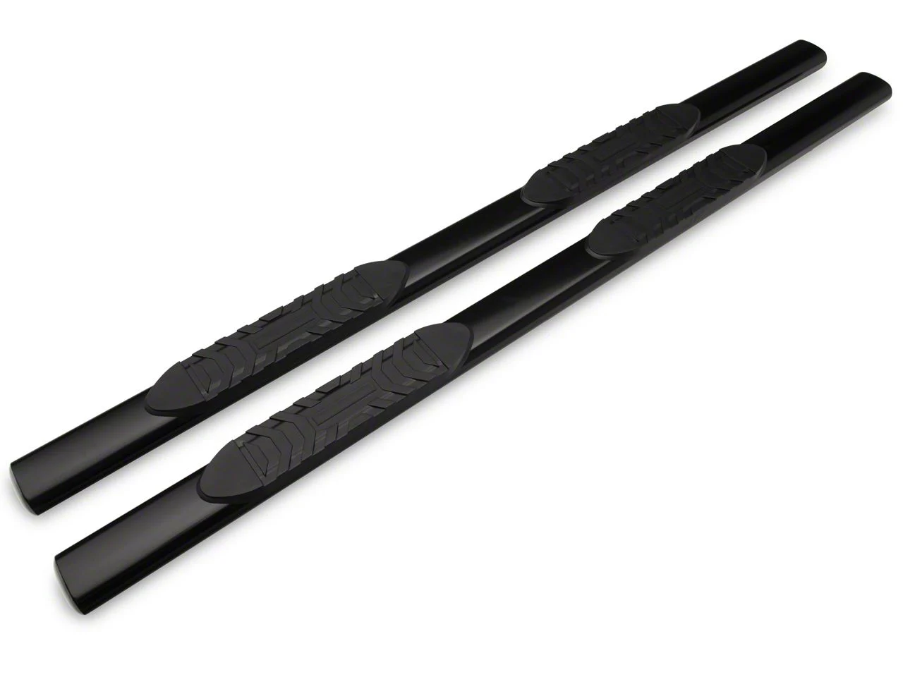 Barricade 5-Inch Oval Straight End Side Step Bars; Gloss Black (10-26 RAM 3500 Mega Cab)