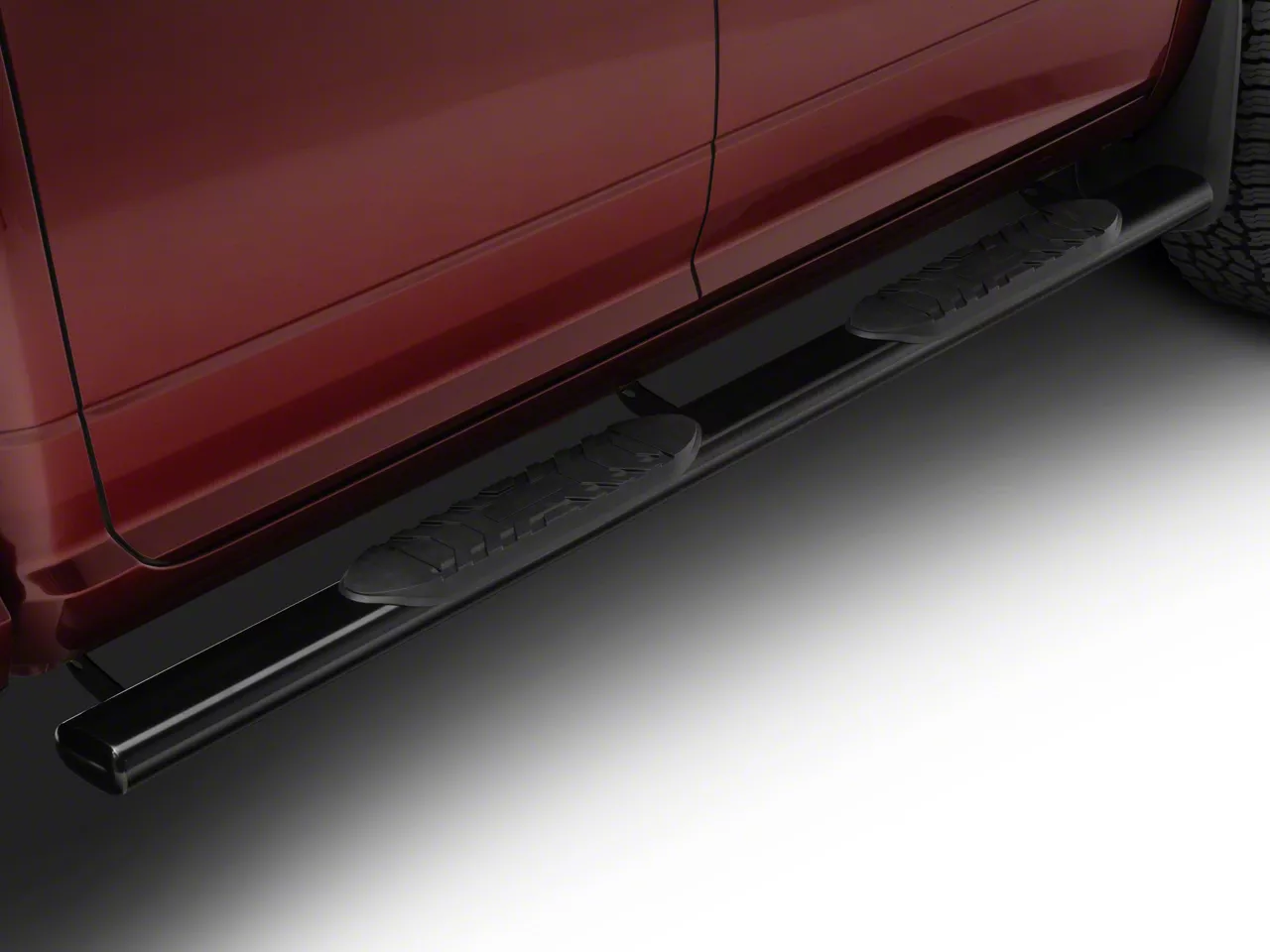 Barricade 5-Inch Oval Straight End Side Step Bars; Gloss Black (10-26 RAM 3500 Crew Cab)