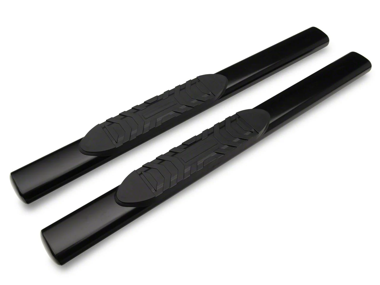 Barricade 5-Inch Oval Straight End Side Step Bars; Gloss Black (10-26 RAM 3500 Regular Cab)