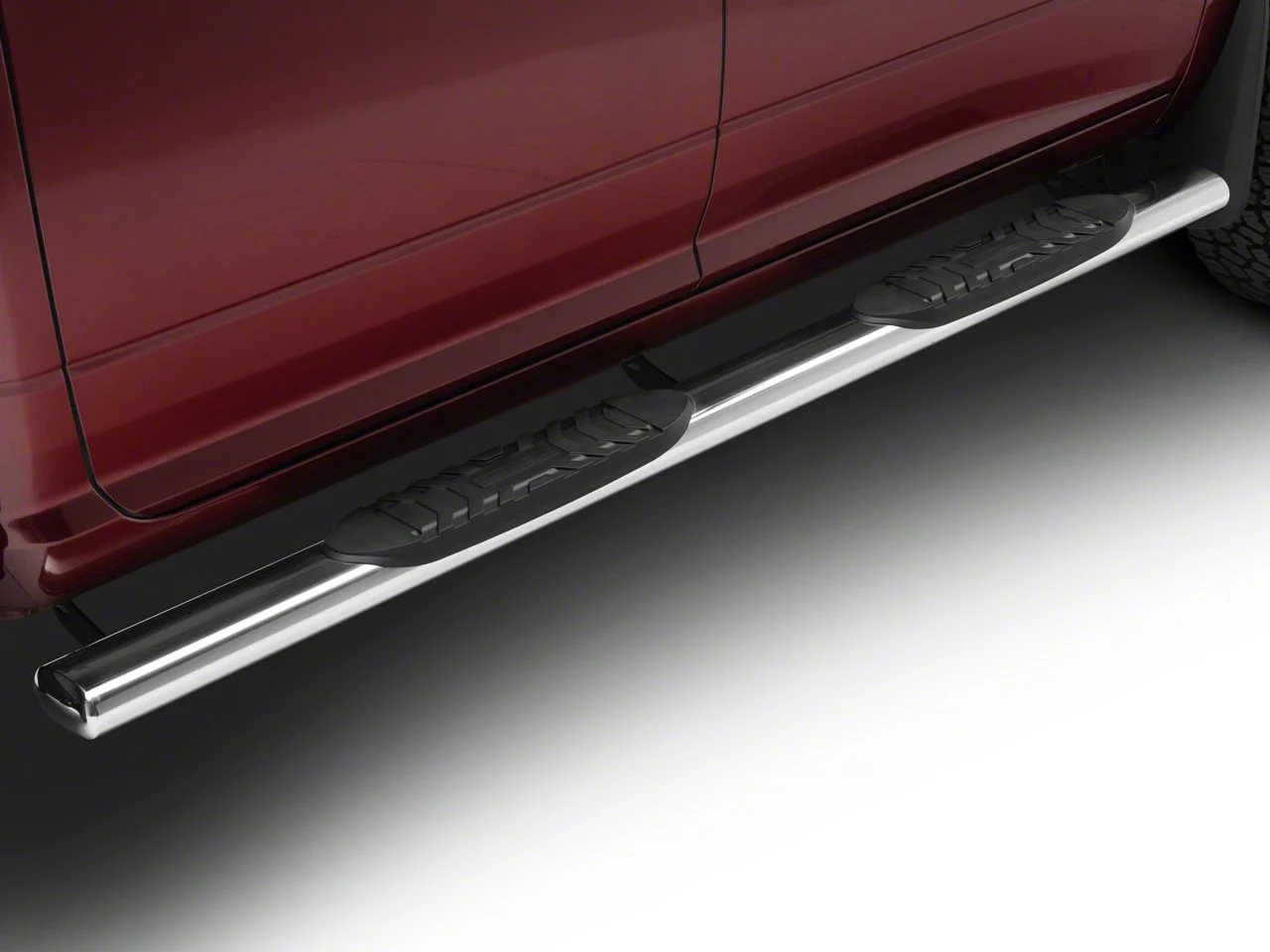 Barricade 5-Inch Oval Straight End Side Step Bars; Stainless Steel (10-26 RAM 3500 Crew Cab)