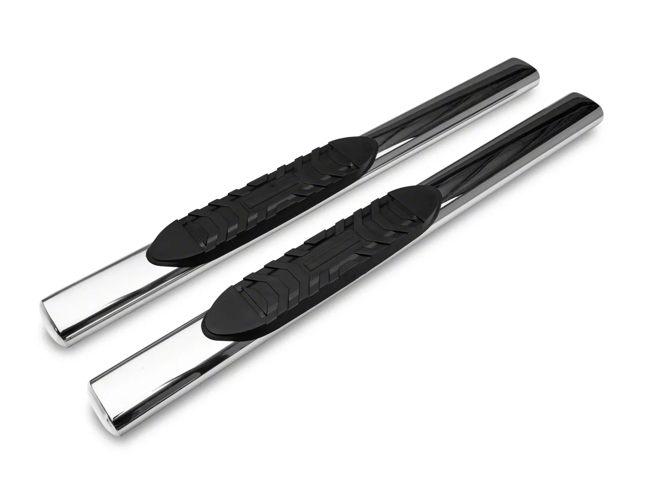 Barricade 5-Inch Oval Straight End Side Step Bars; Stainless Steel (10-26 RAM 3500 Regular Cab)
