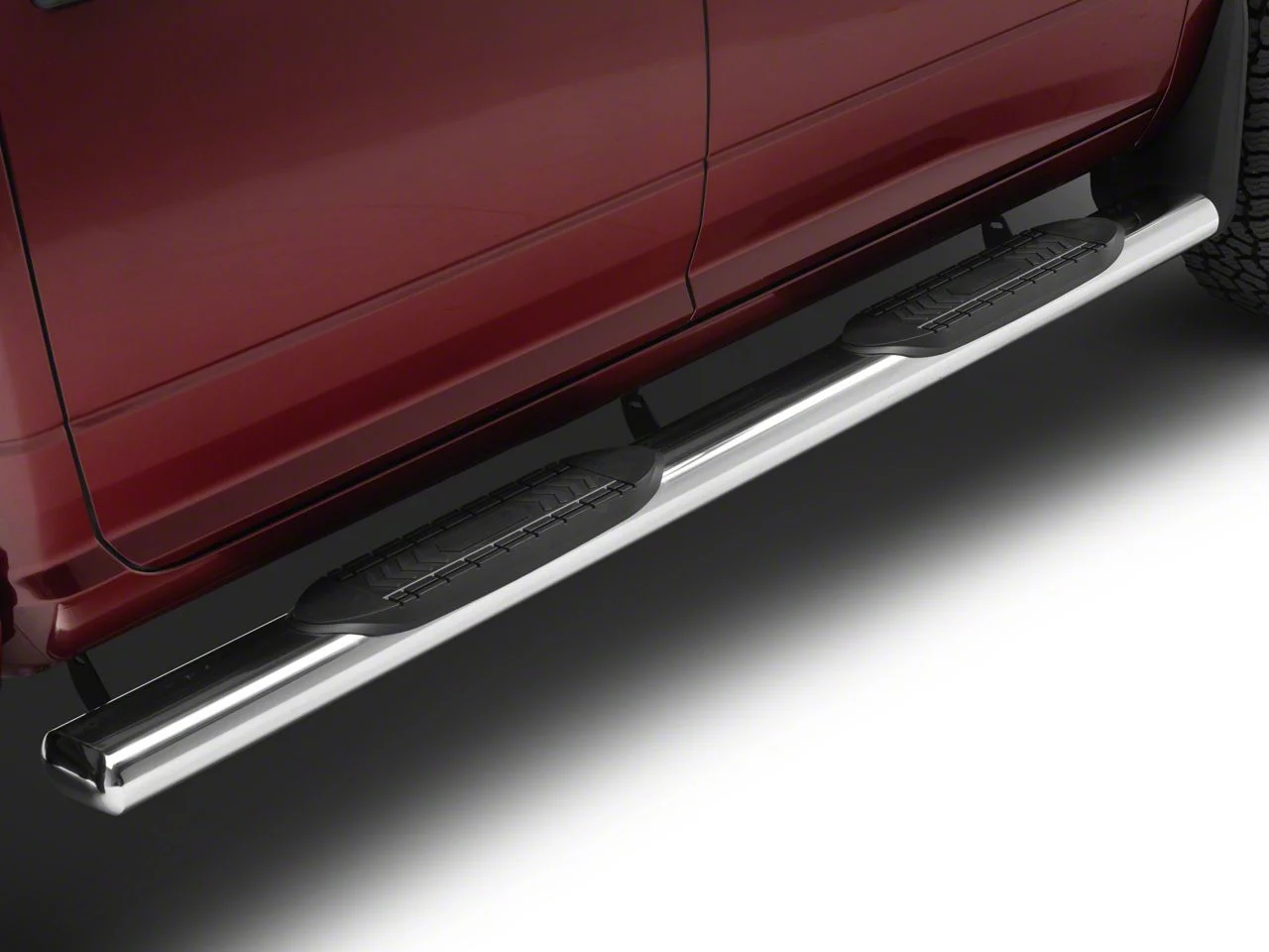 Barricade 6-Inch Oval Straight End Side Step Bars; Stainless Steel (10-26 RAM 3500 Crew Cab)