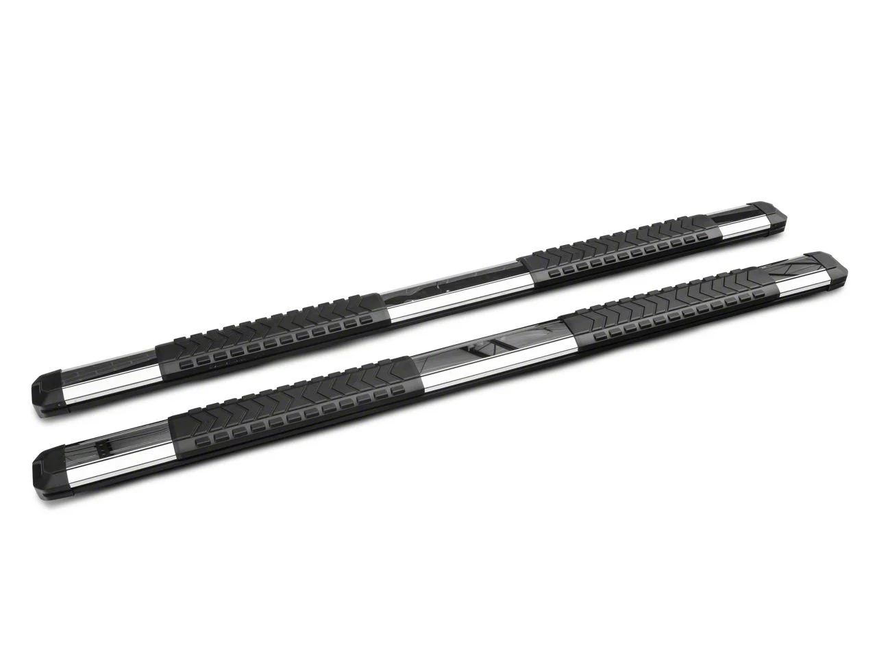 Barricade Saber 5-Inch Aluminum Side Step Bars; Stainless Cover Plates (19-25 Silverado 1500 Double Cab)