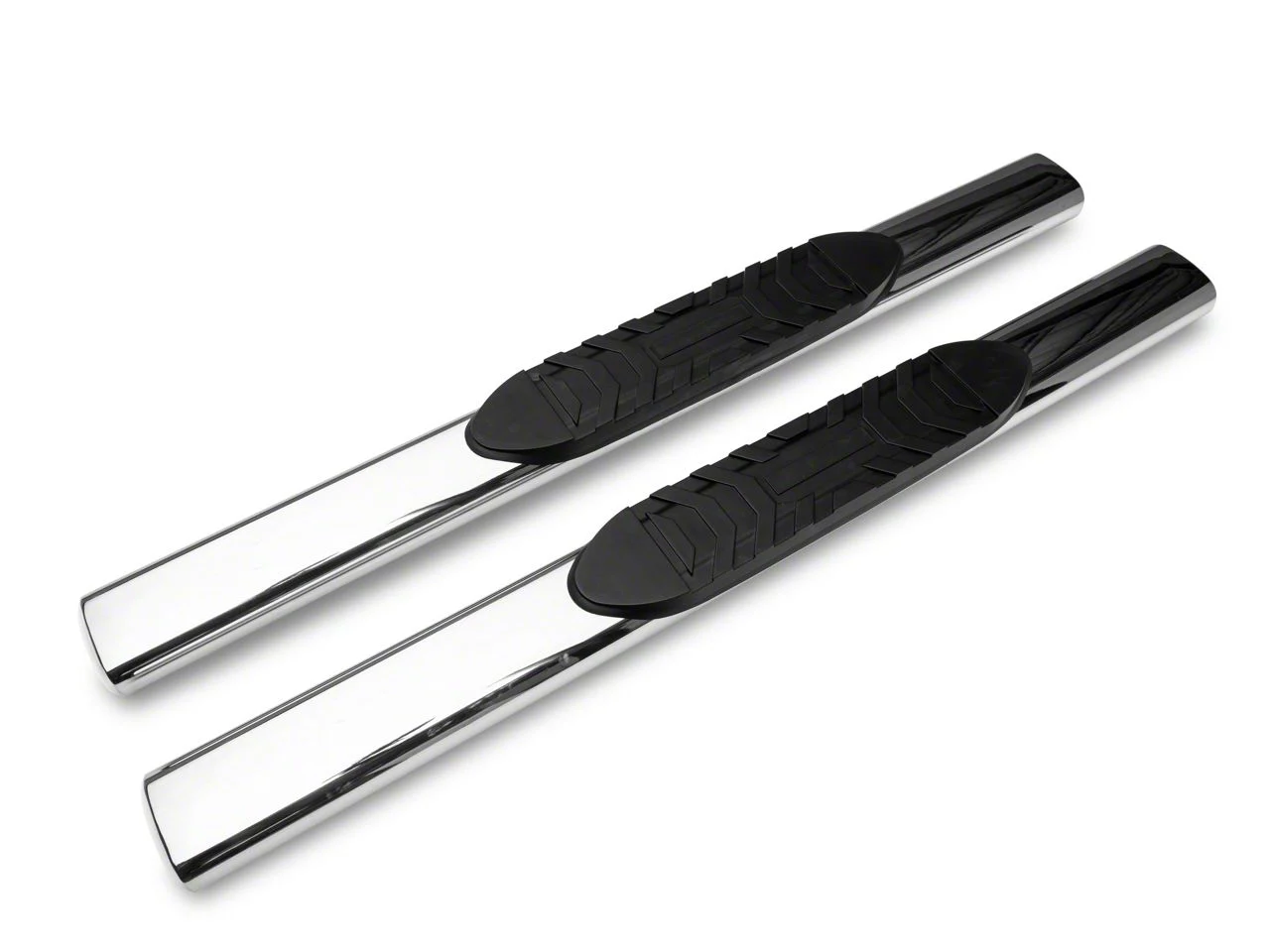 Barricade 5-Inch Oval Straight End Side Step Bars; Rocker Mount; Stainless Steel (07-19 Silverado 2500 HD Regular Cab)