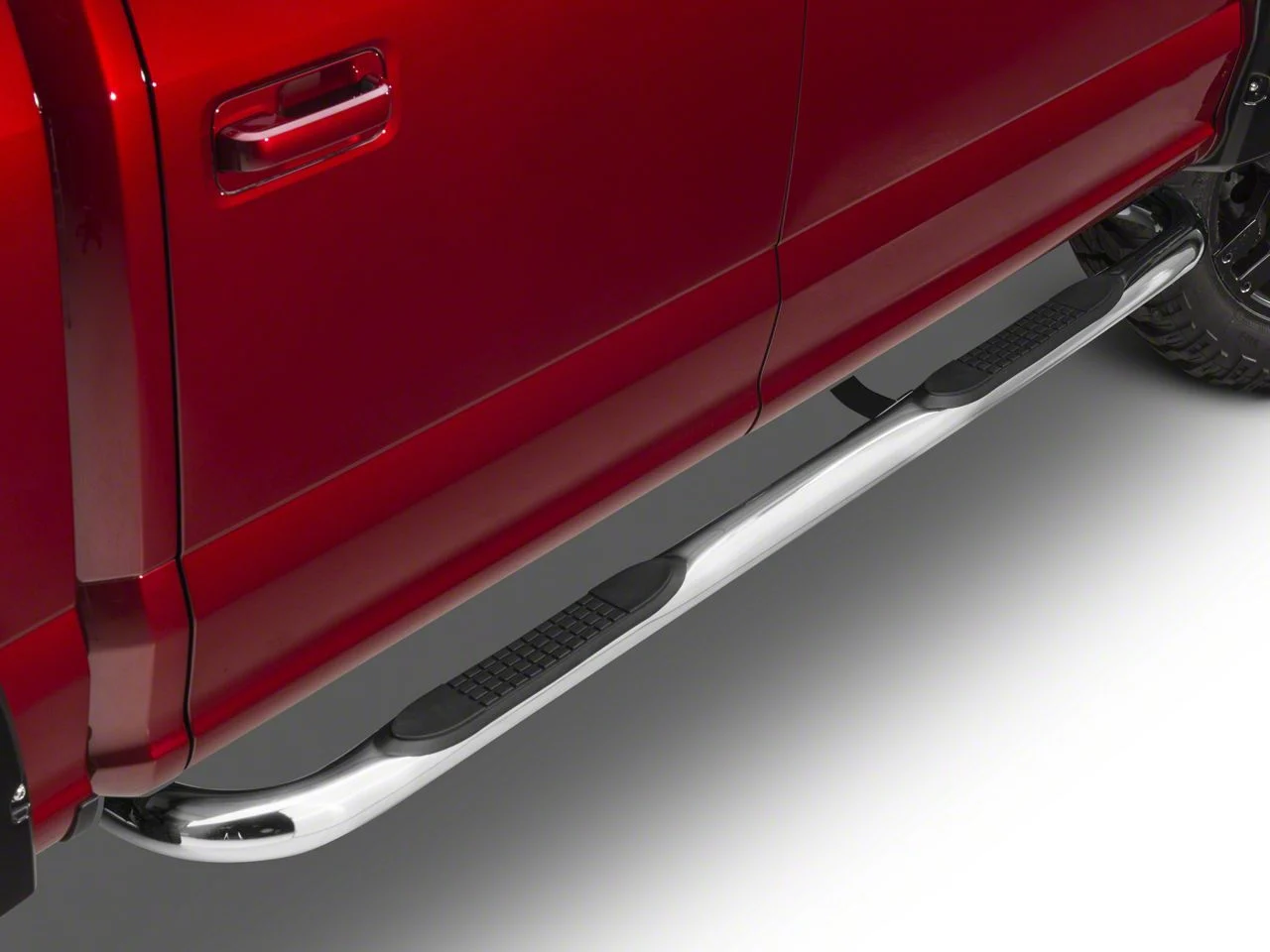 Barricade 3-Inch 90 Degree Bent End Side Step Bars; Stainless Steel (17-26 F-250 Super Duty SuperCrew)