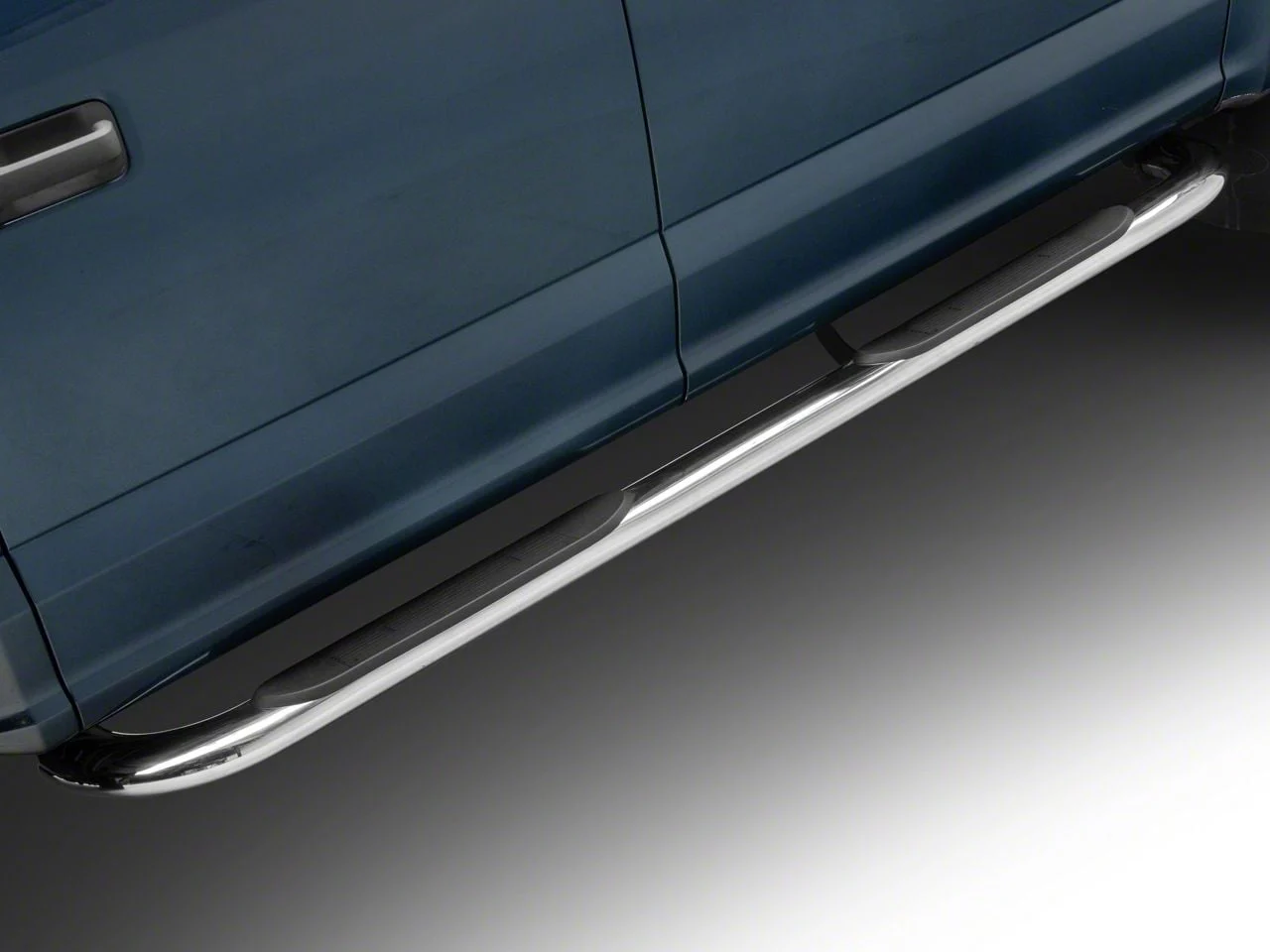 Barricade 4-Inch Oval 90 Degree Bent End Side Step Bars; Stainless Steel (17-26 F-250 Super Duty SuperCrew)