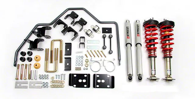 Belltech Performance Handling Lowering Kit; 1 to 3-Inch Front / 4-Inch Rear (07-18 Silverado 1500 w/ 5.80-Foot Short Box & Cast Aluminum or Cast Steel Control Arms)