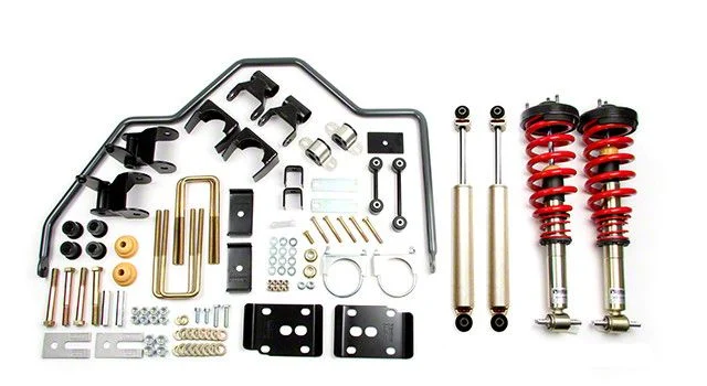 Belltech Performance Handling Lowering Kit Plus; 1 to 3-Inch Front / 4-Inch Rear (07-18 Silverado 1500 w/ 5.80-Foot Short Box & Cast Aluminum or Cast Steel Control Arms)