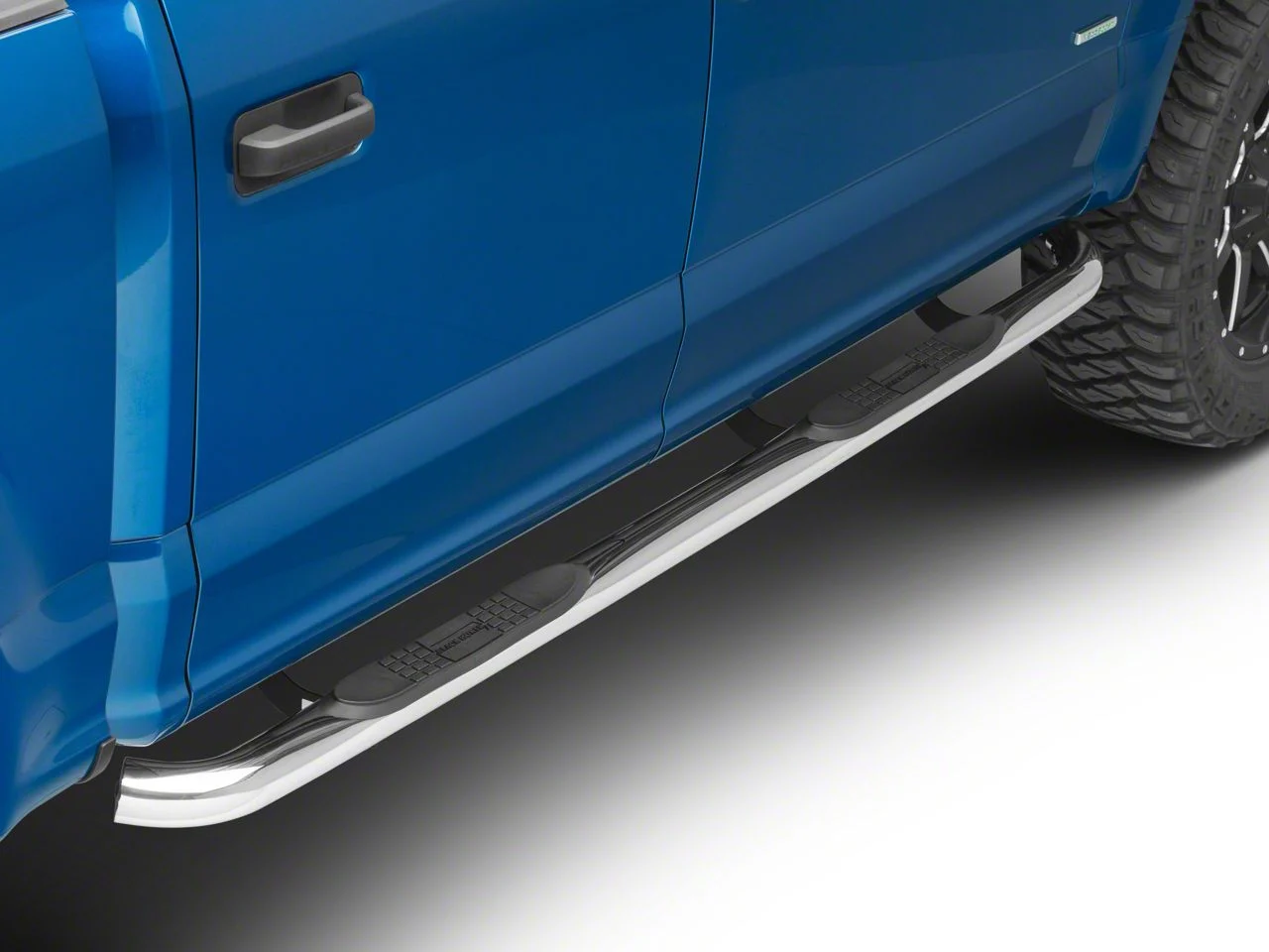 3-Inch Round Side Step Bars; Stainless Steel (15-26 F-150 SuperCab, SuperCrew)