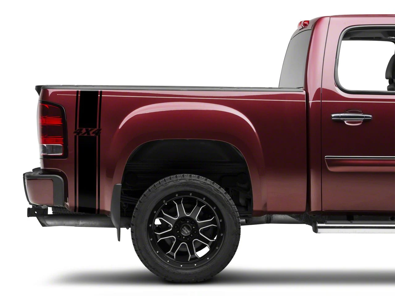 SEC10 Rear Vertical Stripe with 4x4 Logo; Gloss Black (07-26 Sierra 1500)