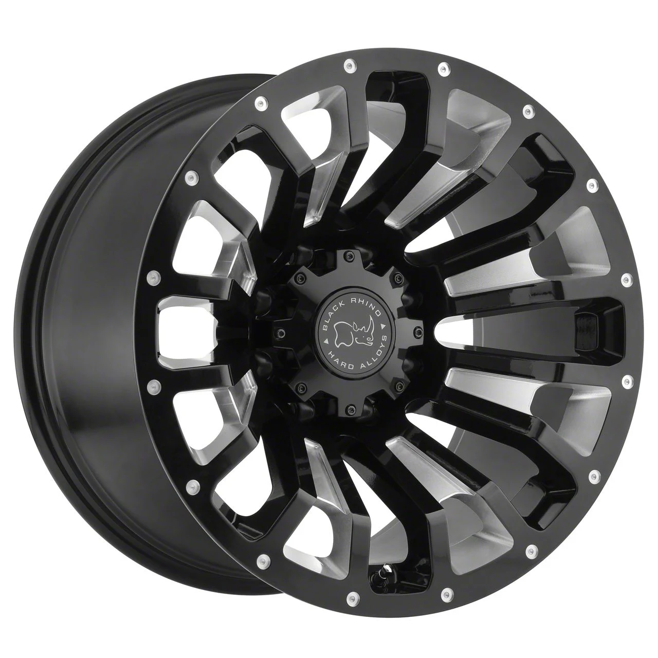 Black Rhino Pinatubo Gloss Black Milled 8-Lug Wheel; 20x12; -44mm Offset (11-16 F-250 Super Duty)