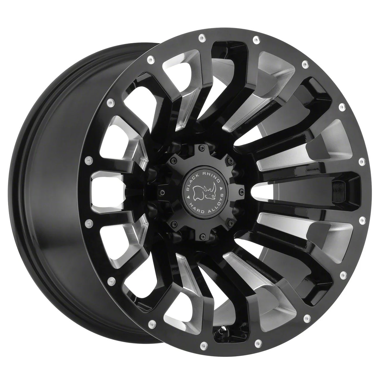 Black Rhino Pinatubo Gloss Black Milled 8-Lug Wheel; 20x12; -44mm Offset (17-22 F-350 Super Duty SRW)