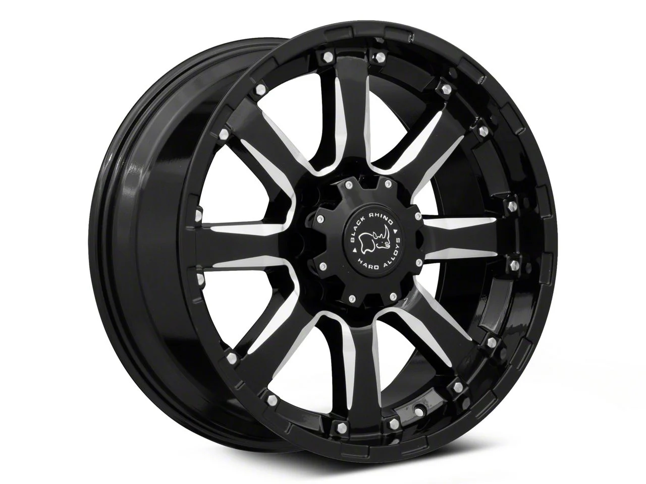 Black Rhino Sierra Gloss Black Milled 8-Lug Wheel; 17x9; -12mm Offset (17-22 F-350 Super Duty SRW)