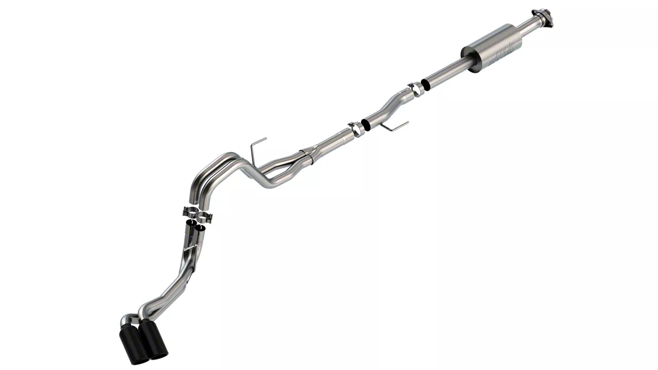 Borla S-Type Dual Exhaust System with Black Chrome Tips; Same Side Exit (21-26 2.7L EcoBoost F-150 w/o Factory Dual Exhaust)