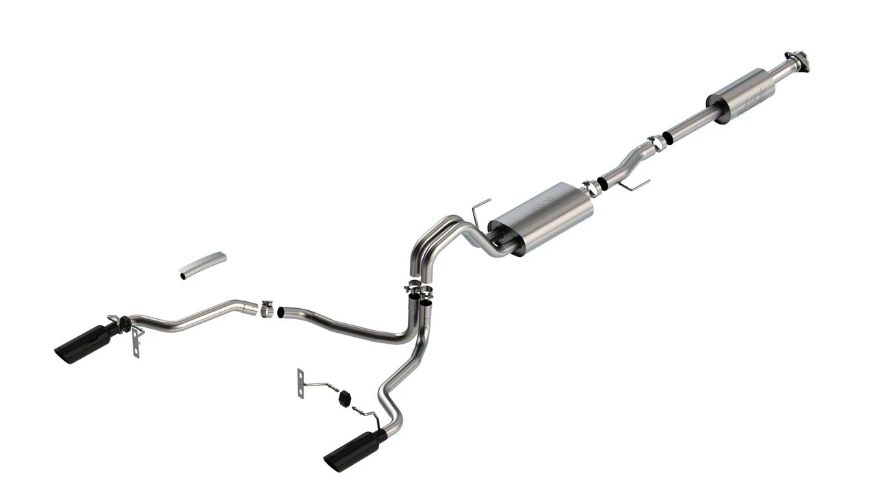 Borla Touring Dual Exhaust System with Black Chrome Tips; Rear Exit (21-26 2.7L EcoBoost F-150 w/o Factory Dual Exhaust)
